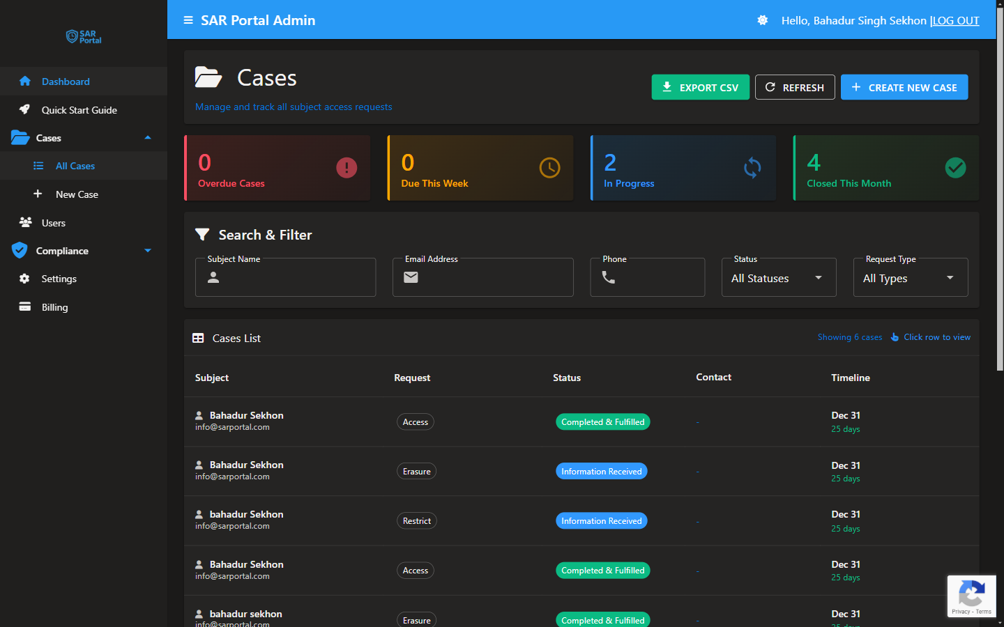 Upload documents to SAR Portal